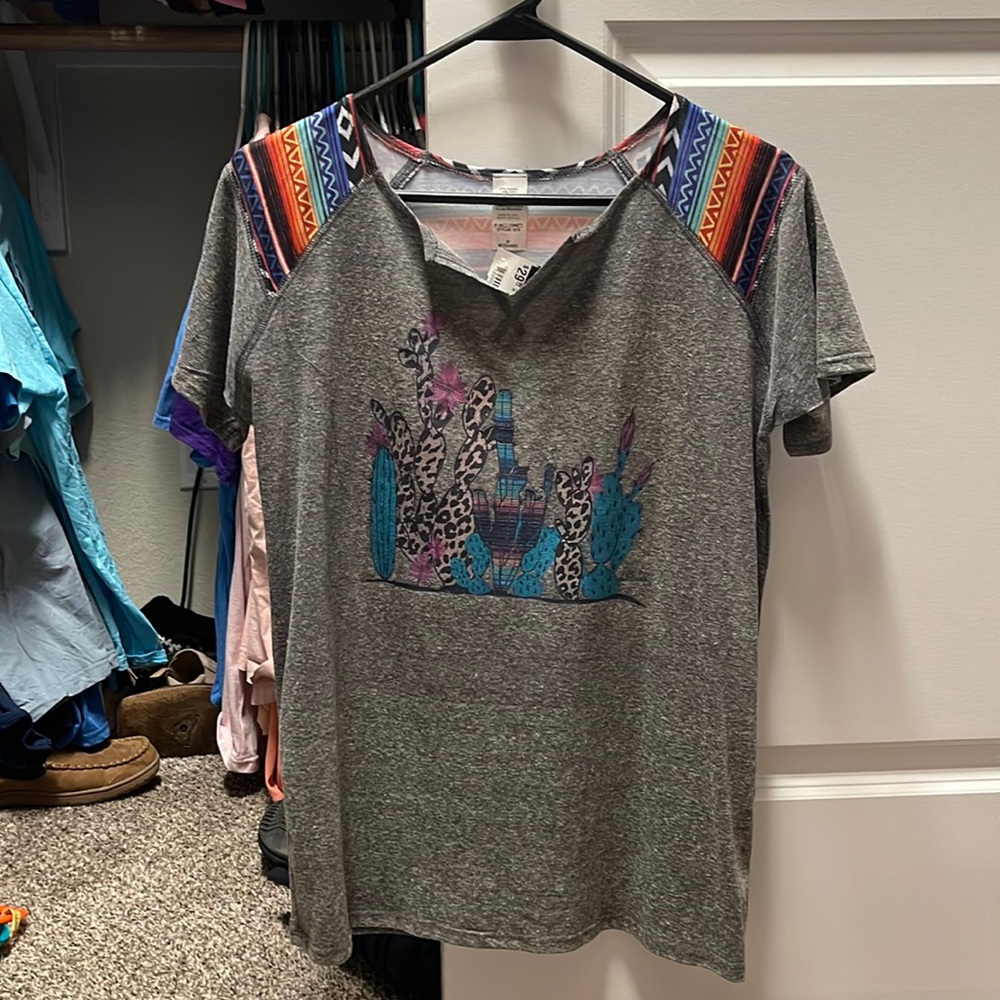 Cactus shirt with cheetah and sarape
